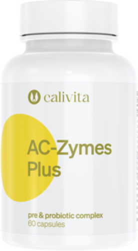 AC-Zymes Plus Calivita - opakowanie synbiotyku wspierającego florę jelitową