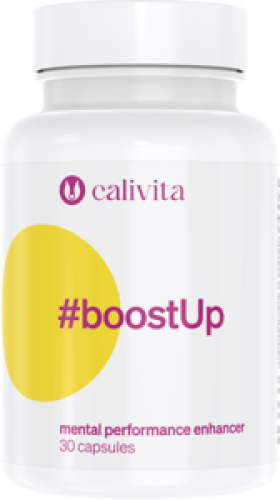 Opakowanie suplementu #boostUp Calivita wspierającego koncentrację, pamięć i funkcje poznawcze