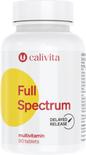 Opakowanie suplementu diety Calivita Full Spectrum, kompleks witamin i składników mineralnych dla wszechstronnego wsparcia organizmu.
