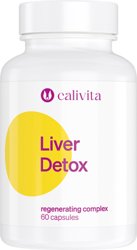 Opakowanie suplementu Liver Detox Calivita, z wyraźnym napisem nazwy produktu i logo producenta, symbolizujące wsparcie wątroby i detoksykację organizmu, dostępne w sklepie iSuplementy.pl.