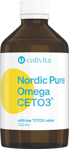 Nordic Pure Omega CETO3 250 ml – butelka płynnego suplementu diety z kwasami Omega-3 i Omega-11.