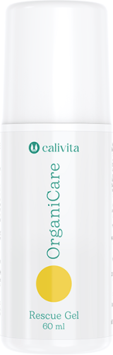 Opakowanie OrganiCare Rescue Gel Calivita – ekologicznego żelu pierwszej pomocy dla mięśni i skóry.