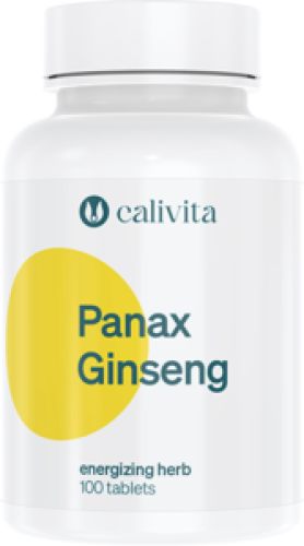 Opakowanie suplementu diety Panax Ginseng Calivita, wspierającego witalność, koncentrację i odporność