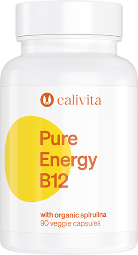 Opakowanie suplementu Pure Energy B12 90 kaps. Calivita wspierającego energię i witalność.