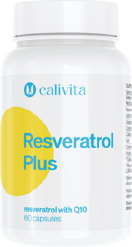 Opakowanie suplementu diety Resveratrol Plus Calivita wspierającego układ krążenia i witalność.