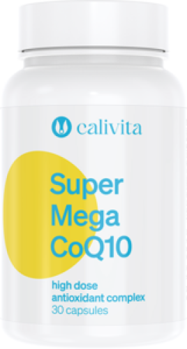 Opakowanie suplementu Super Mega CoQ10 Calivita z widoczną nazwą i składnikami aktywnymi.