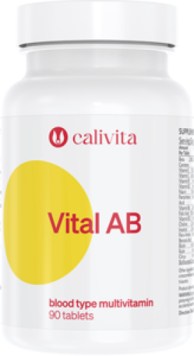 Opakowanie suplementu Vital AB Calivita, multiwitaminy dla osób z grupą krwi AB.