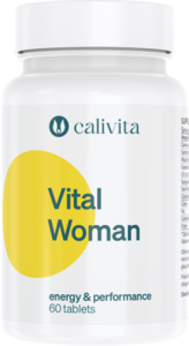 Opakowanie suplementu VitalWoman Calivita wspierającego witalność, libido i dobre samopoczucie kobiet.